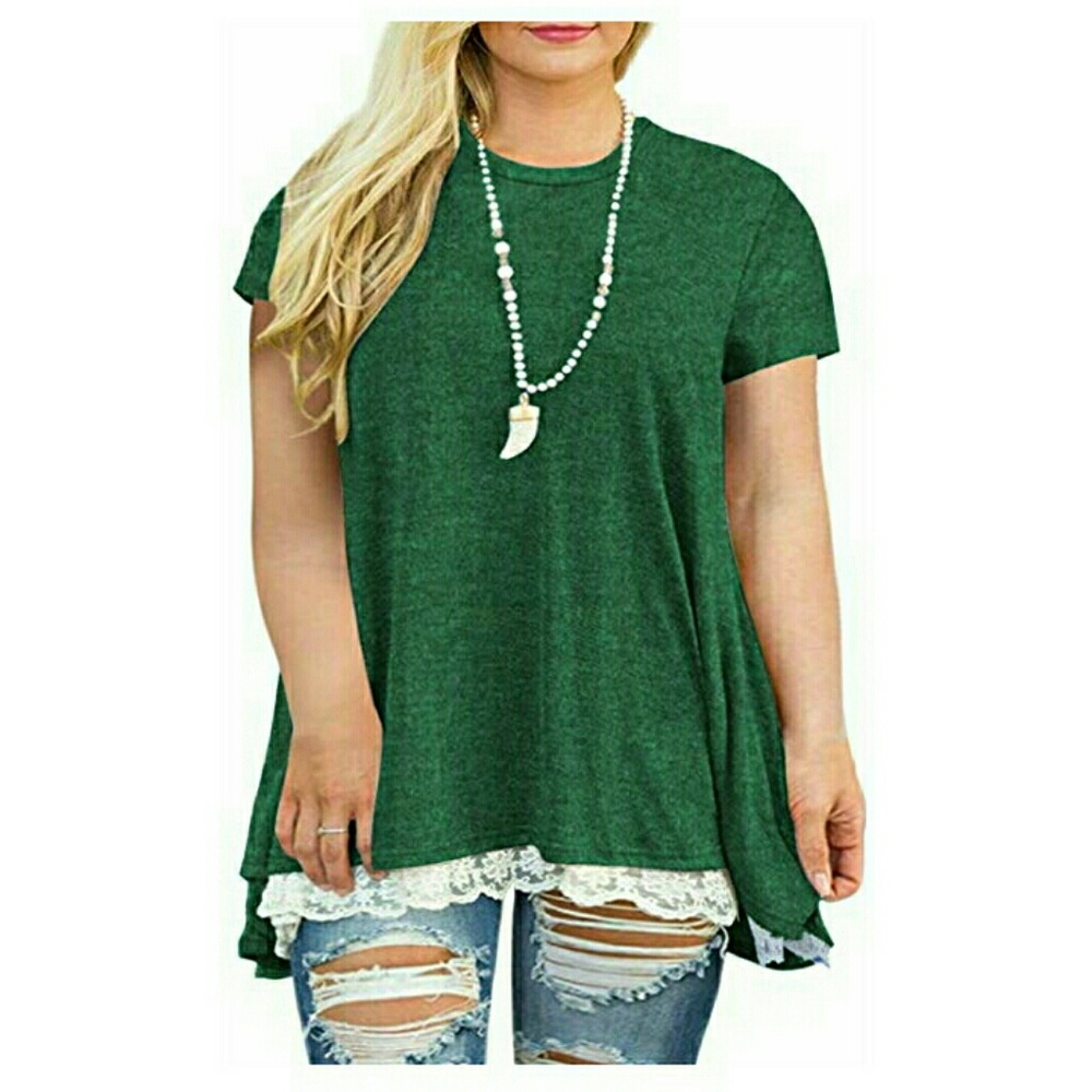 Plus size lace hem tunic top